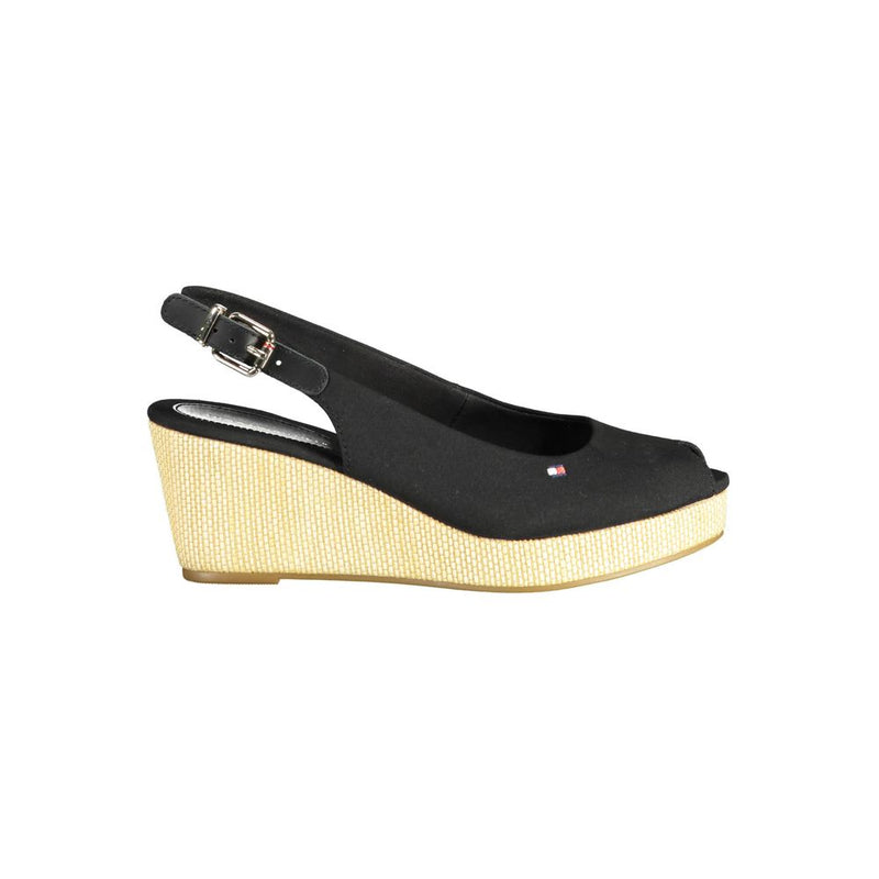 Tommy Hilfiger Black Leather Women Sandal - Chic Elegance