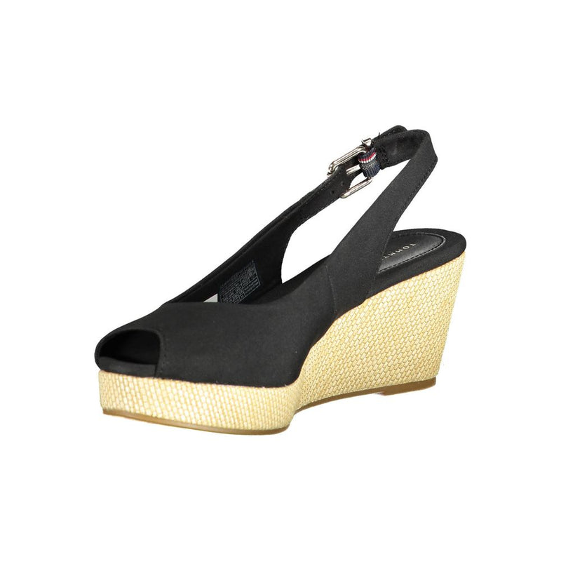 Tommy Hilfiger Black Leather Women Sandal - Chic Elegance