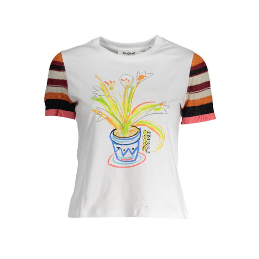 T-shirt blanc en coton pour femme Desigual