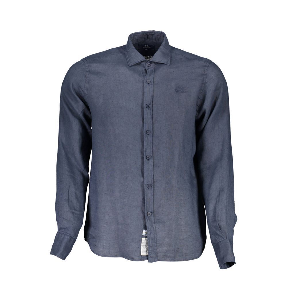 Chemise homme en lin bleu La Martina