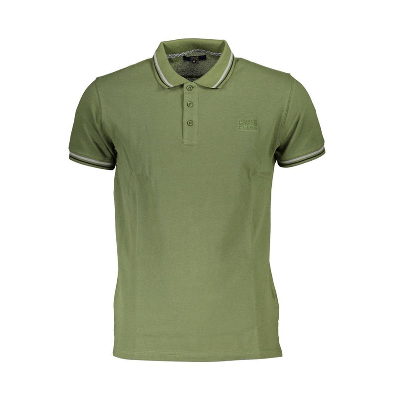 Polo homme en coton vert Cavalli Class
