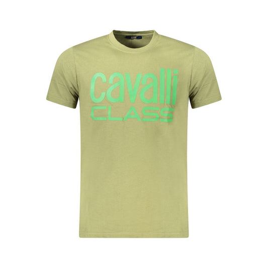 T-shirt homme en coton vert Cavalli Class
