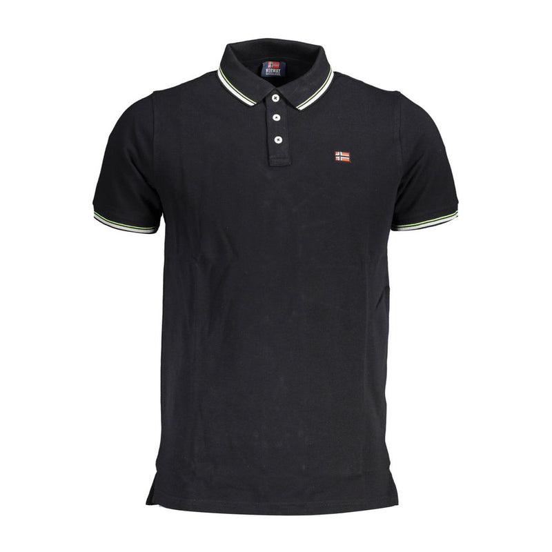 Polo Noir en Coton pour Homme - Norway 1963