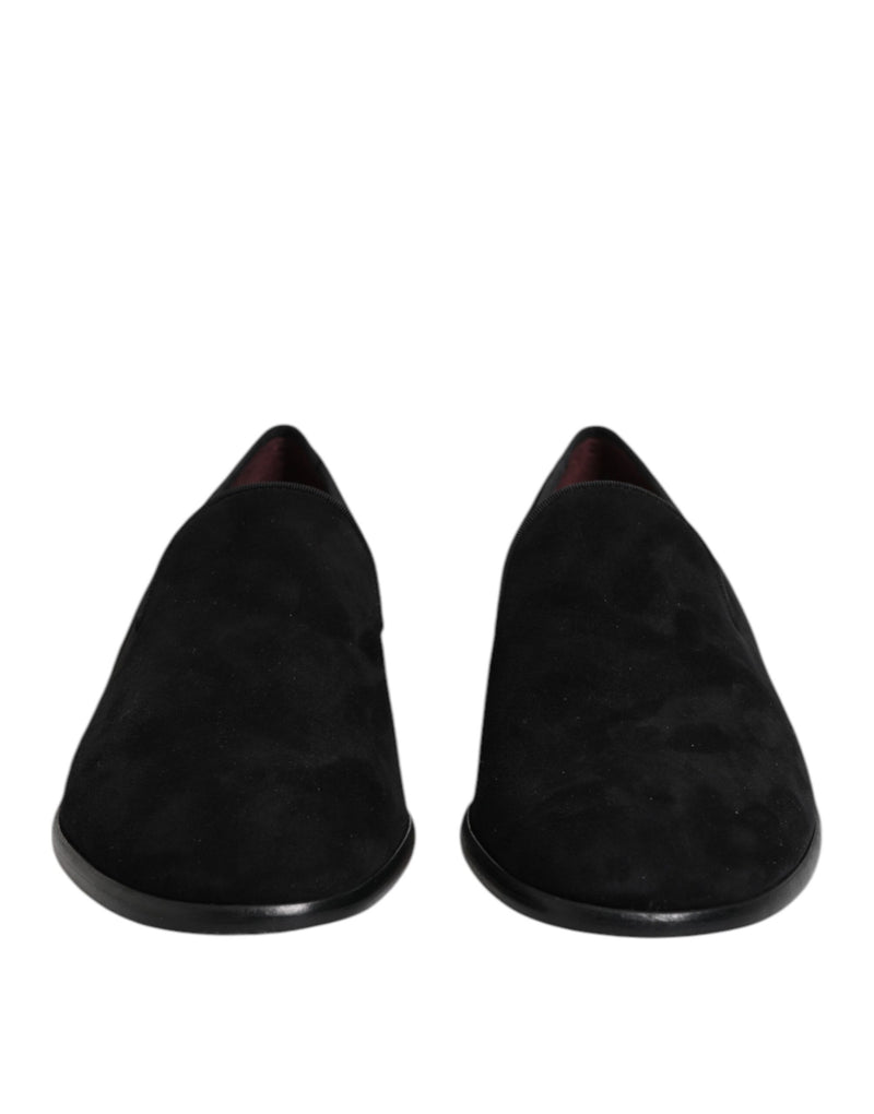 Dolce & Gabbana Black Suede Slip On Loafers for Men