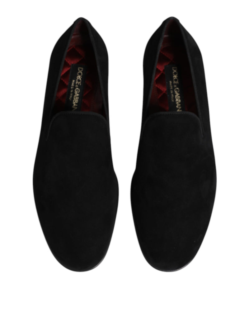 Dolce & Gabbana Black Suede Slip On Loafers for Men
