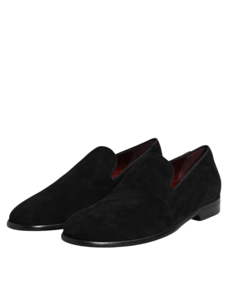 Dolce & Gabbana Black Suede Slip On Loafers for Men