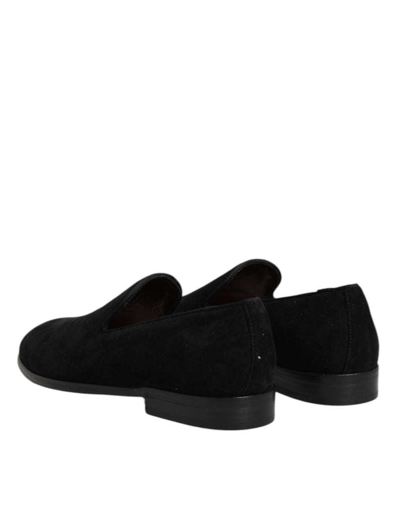 Dolce & Gabbana Black Suede Slip On Loafers for Men