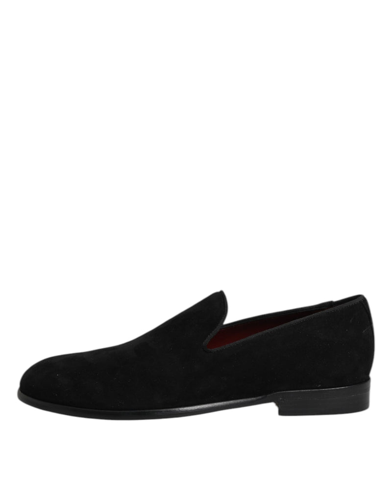 Dolce & Gabbana Black Suede Slip On Loafers for Men