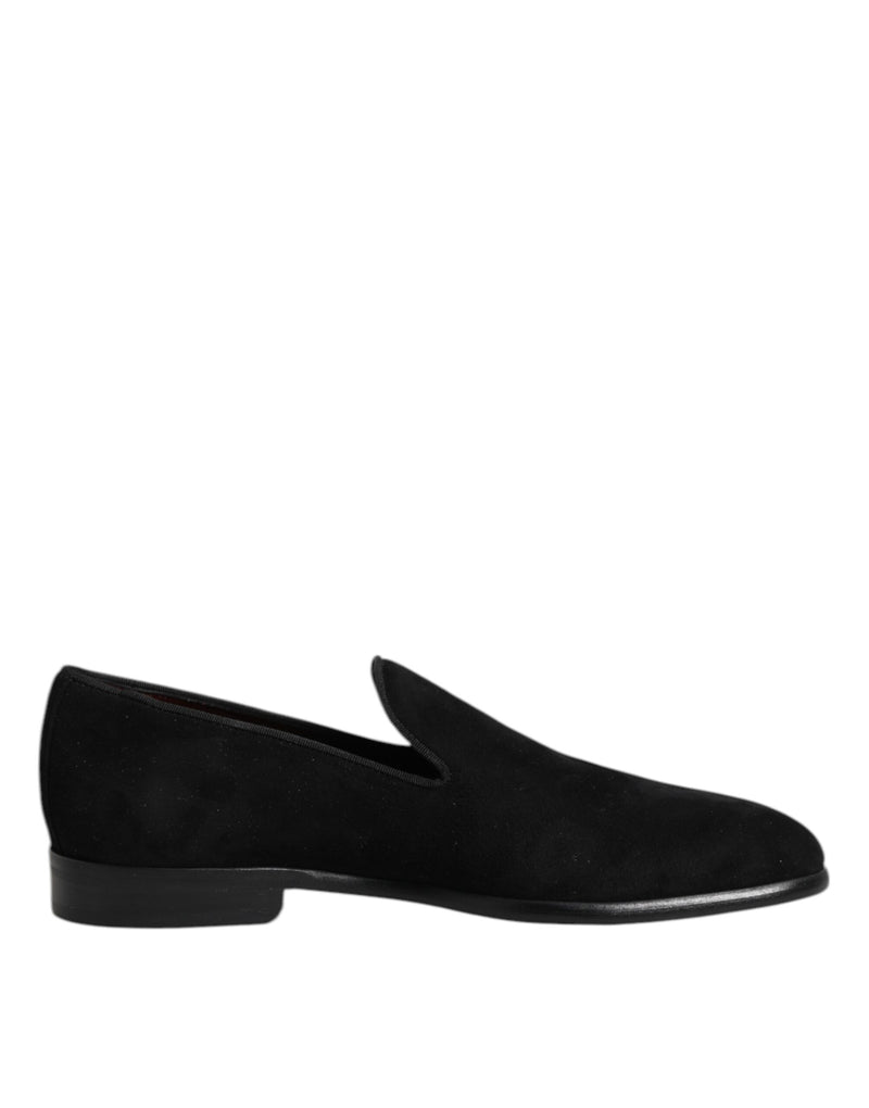Dolce & Gabbana Black Suede Slip On Loafers for Men