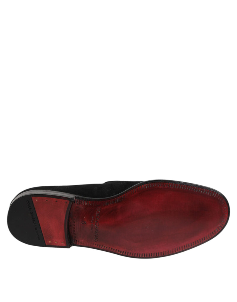 Dolce & Gabbana Black Suede Slip On Loafers for Men