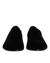 Dolce & Gabbana Black Velvet Slip On Loafers - Formal Shoes
