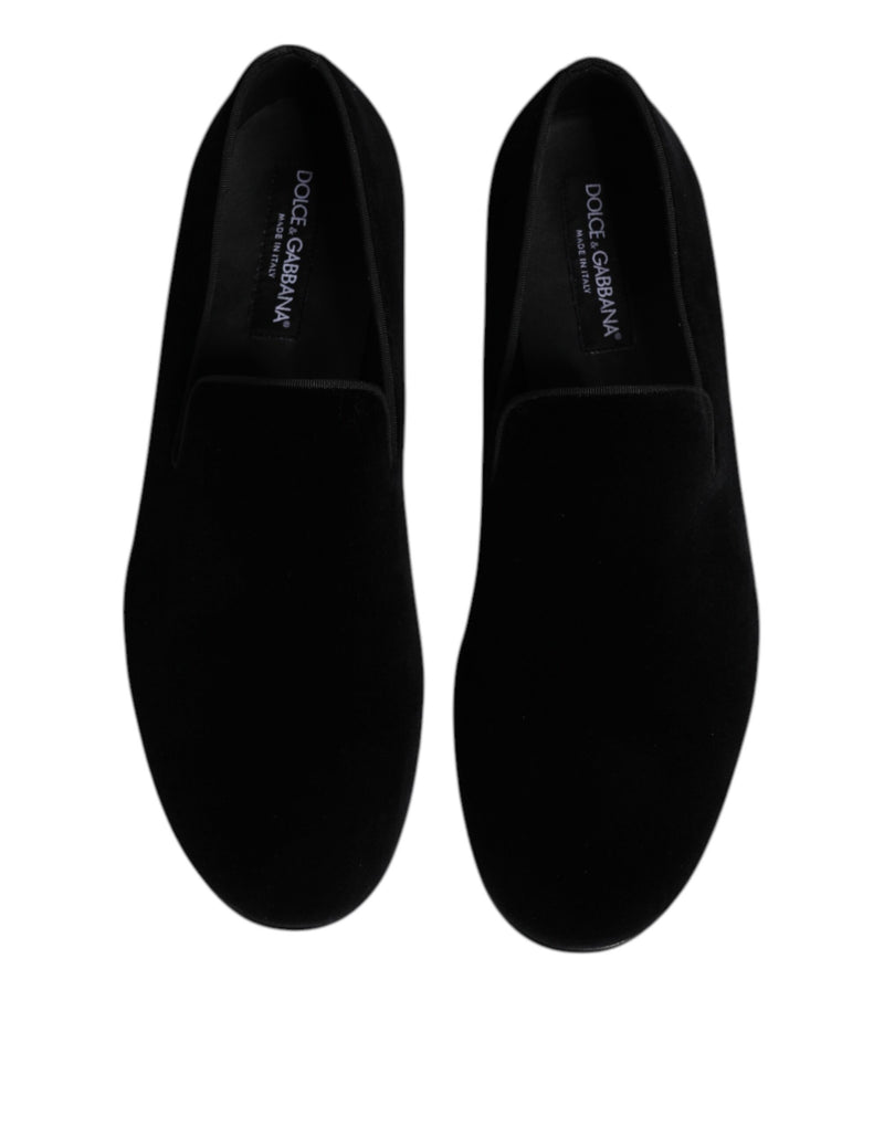 Dolce & Gabbana Black Velvet Slip On Loafers - Formal Shoes