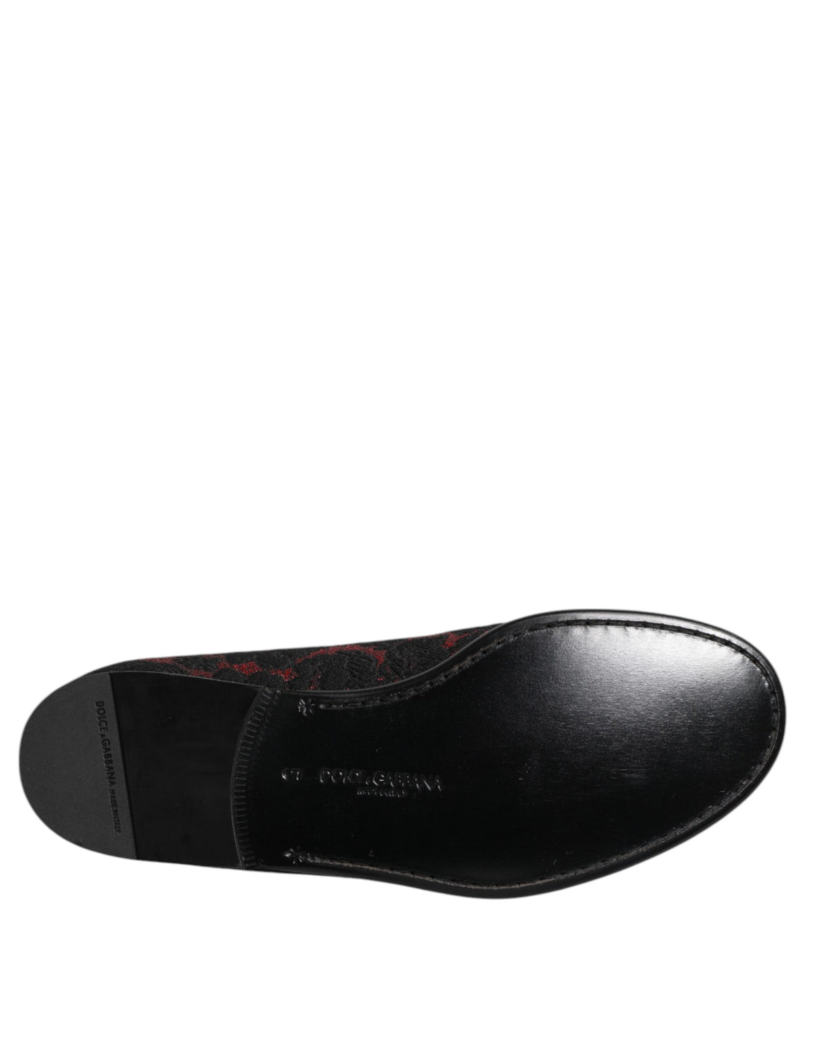 Dolce & Gabbana Red Black Jacquard Slip On Loafers