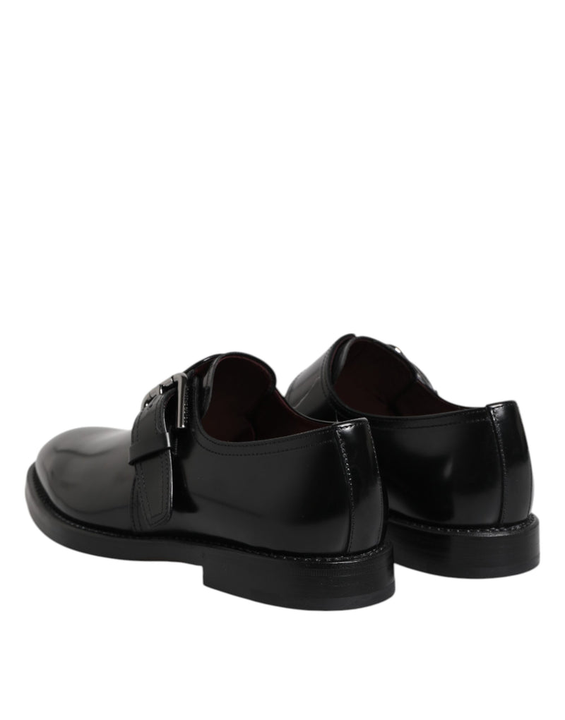 Dolce & Gabbana Black Leather Monk Strap Derby Formal Shoes