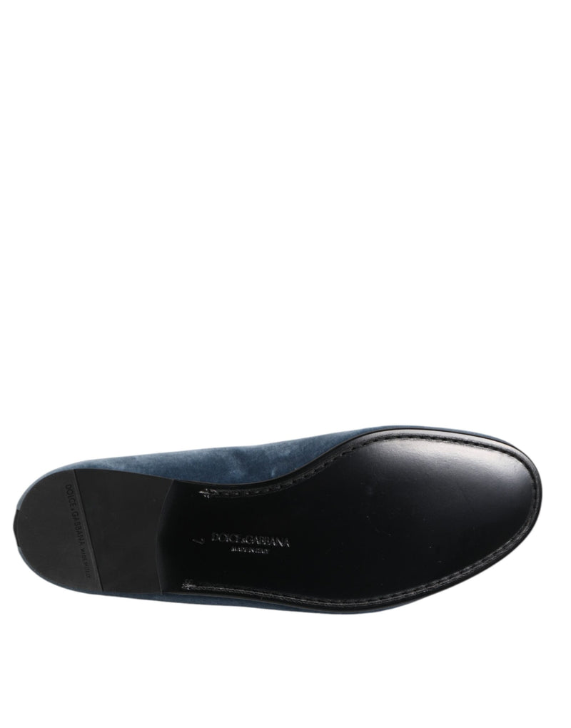 Dolce & Gabbana Blue Velvet DG Logo Loafers - Luxe et Élégance