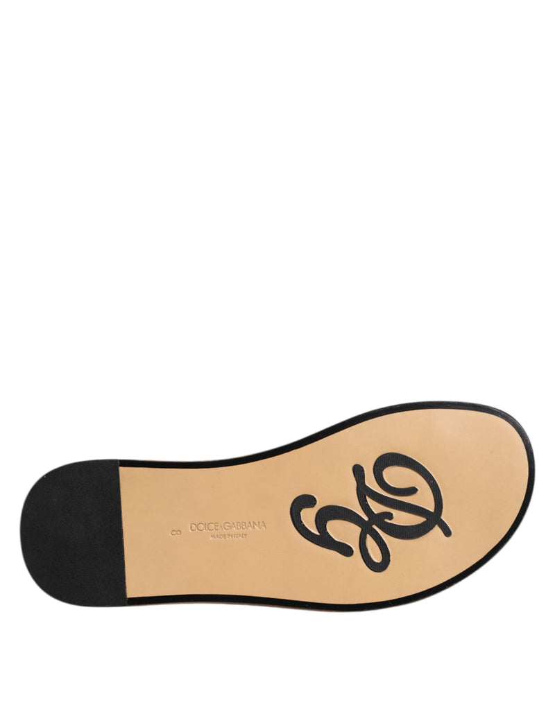 Dolce & Gabbana Black Monochrome Braided Raffia Slides