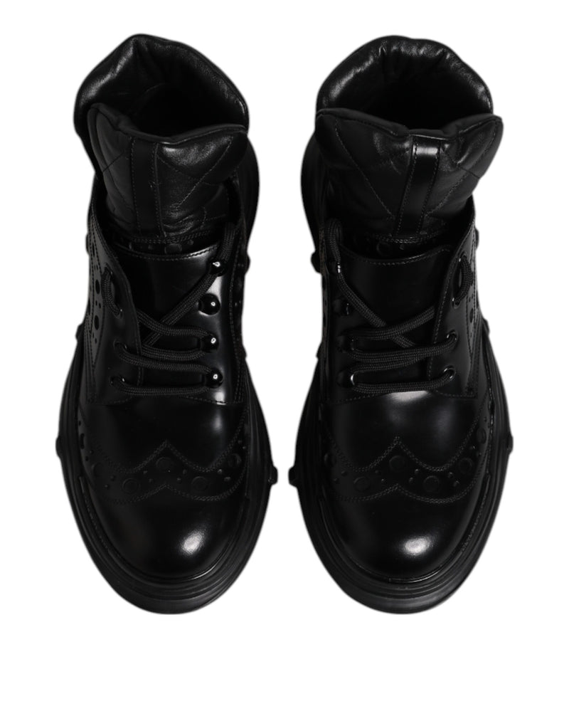 Dolce & Gabbana Black Leather Casual Mens Ankle Boots