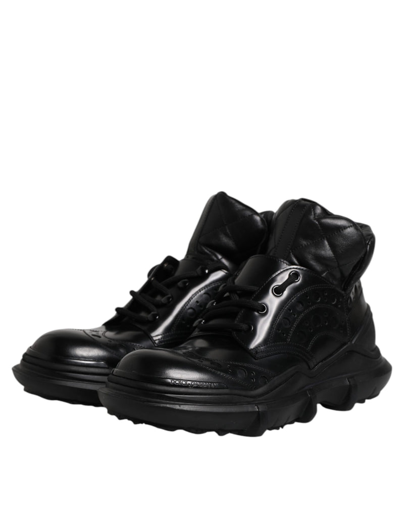 Dolce & Gabbana Black Leather Casual Mens Ankle Boots