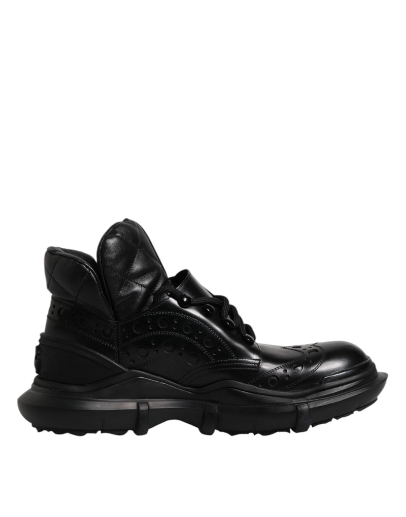 Dolce & Gabbana Black Leather Casual Mens Ankle Boots