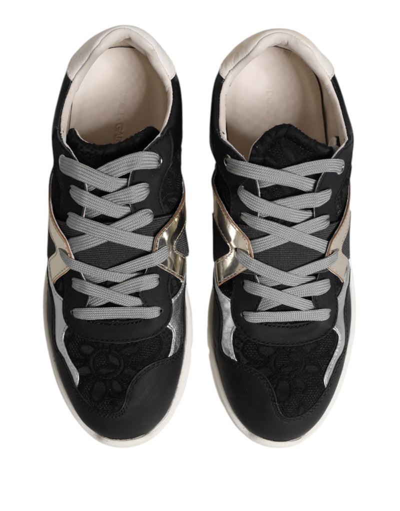 Dolce & Gabbana Multicolor Leather Suede Low Top Sneakers