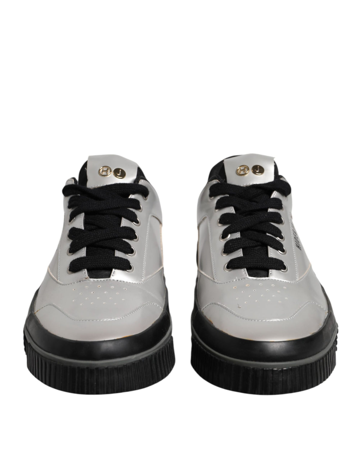 HIDE & JACK Metallic Silver Low Top Lace Up Sneakers