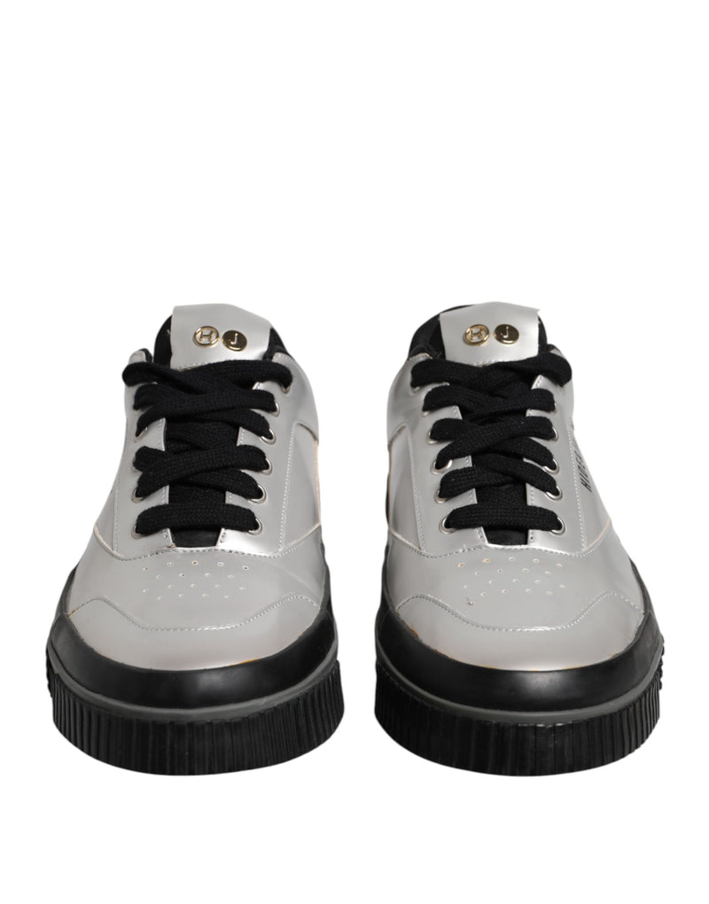 HIDE & JACK Metallic Silver Low Top Lace Up Sneakers