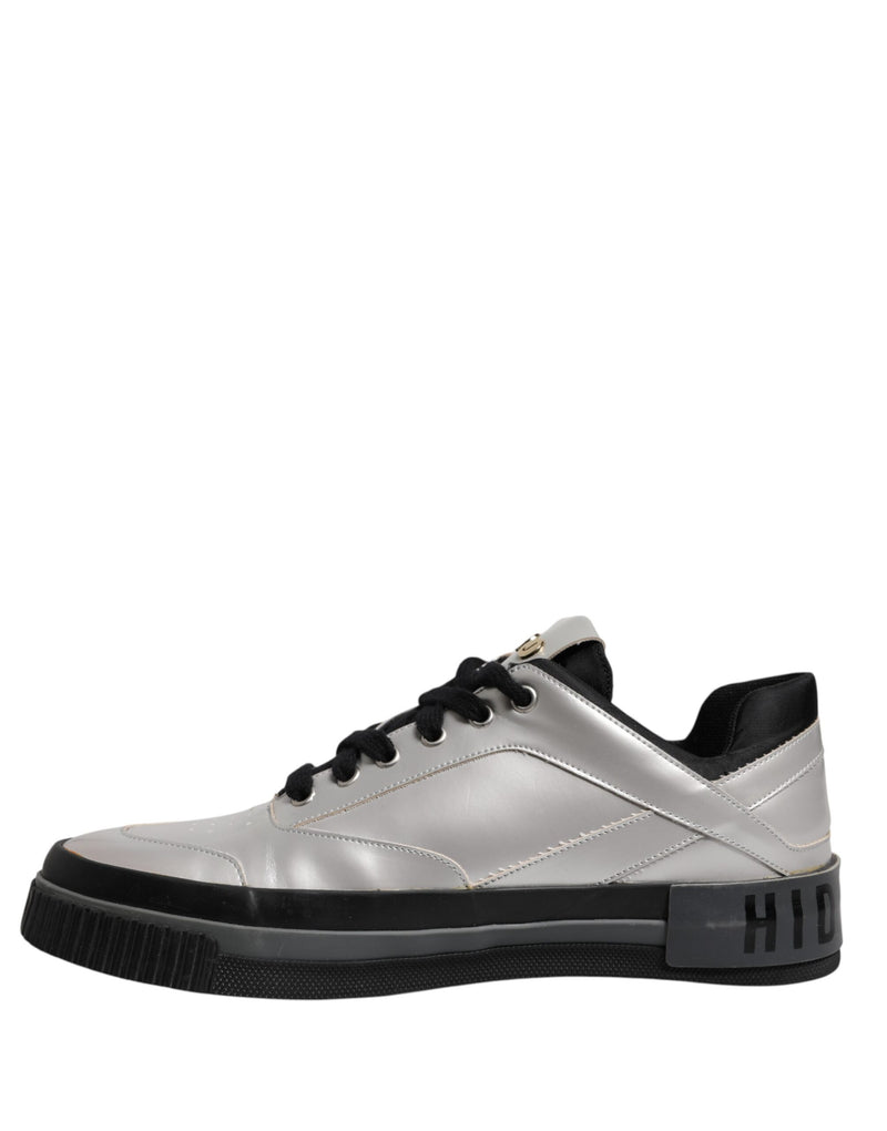 HIDE & JACK Metallic Silver Low Top Lace Up Sneakers