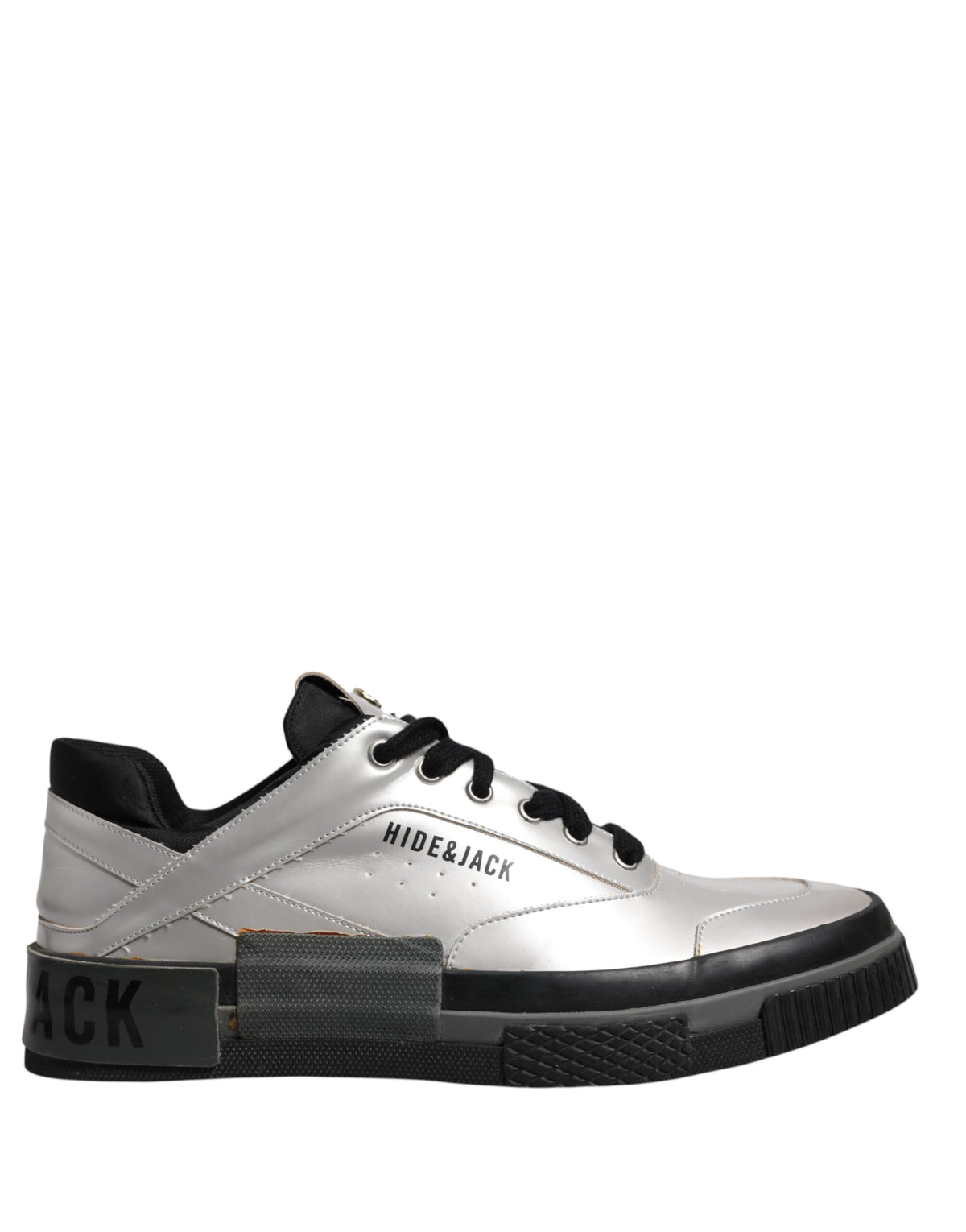 HIDE & JACK Metallic Silver Low Top Lace Up Sneakers