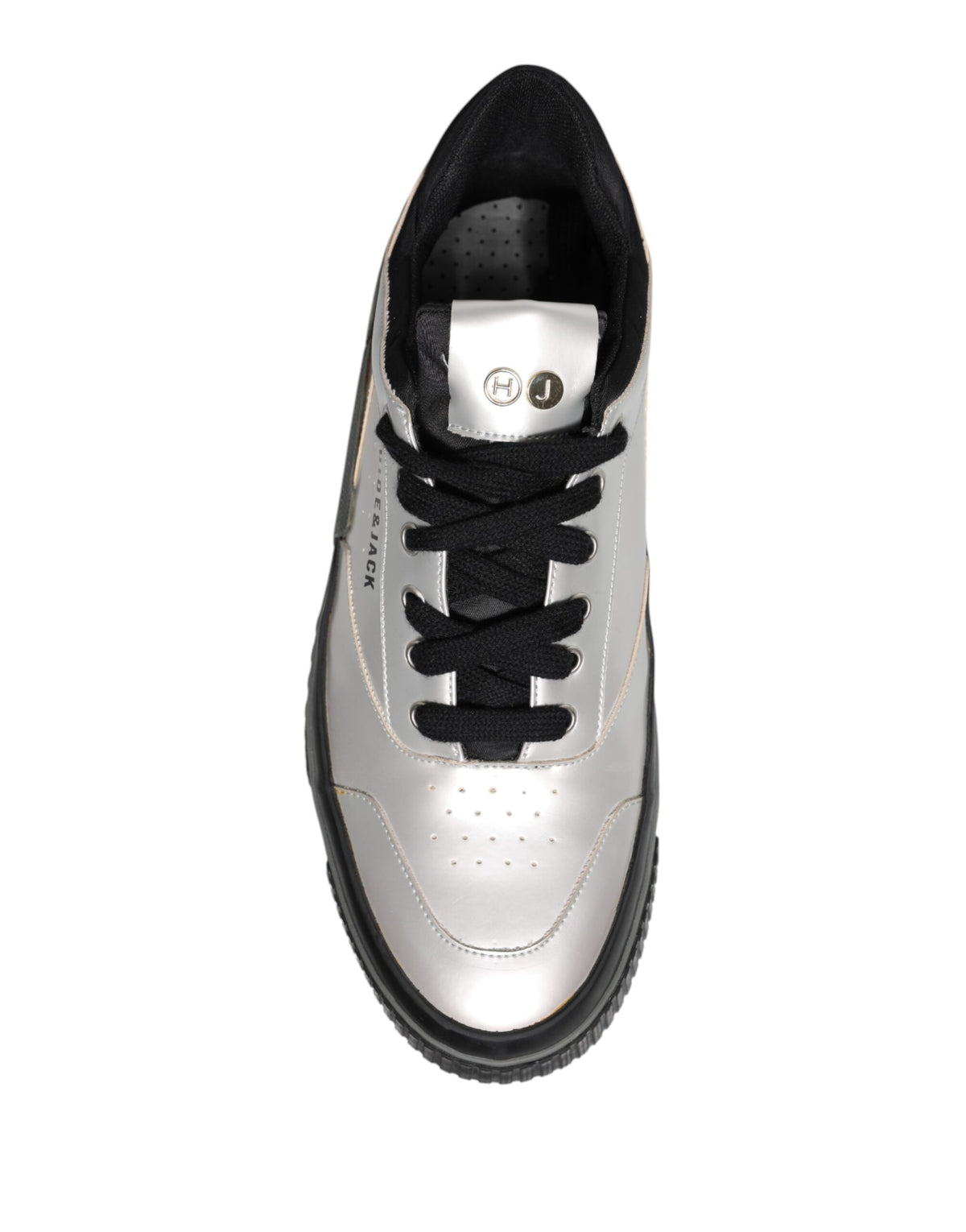HIDE & JACK Metallic Silver Low Top Lace Up Sneakers