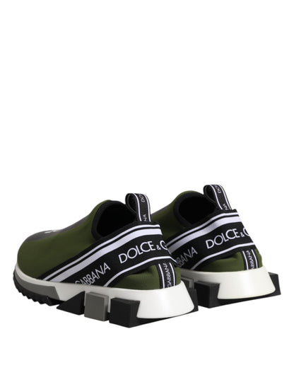 Dolce & Gabbana Green Black Slip On Sorrento Sneakers Shoes