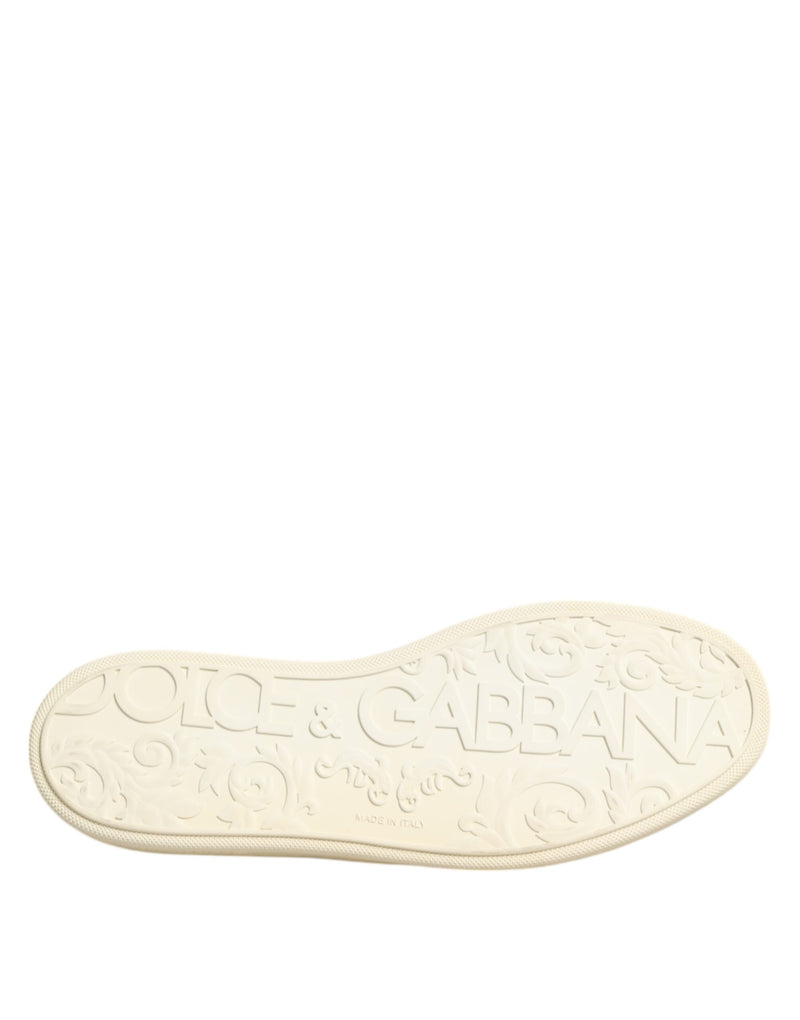 Dolce & Gabbana Black Leather Bee Crown Low Top Sneakers