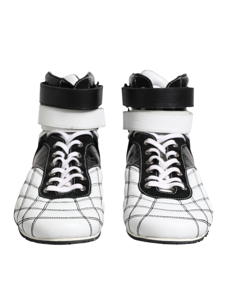 Dolce & Gabbana Black White Leather High Top Sneakers