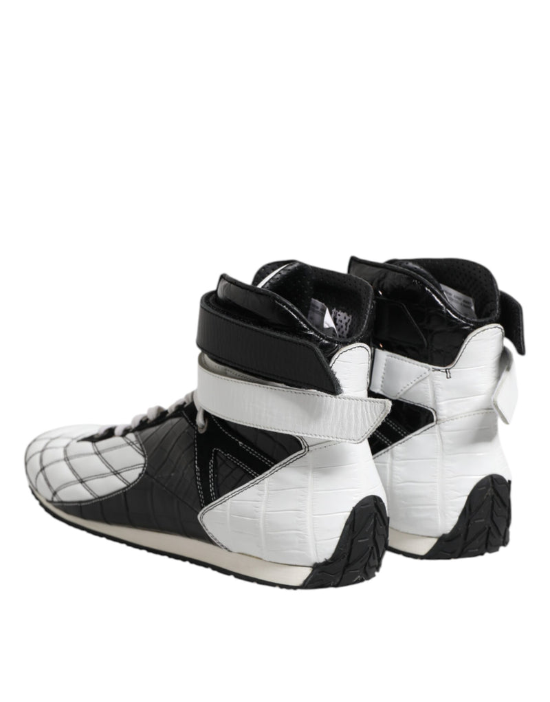 Dolce & Gabbana Black White Leather High Top Sneakers
