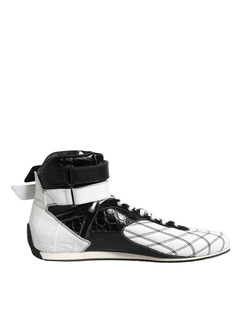 Dolce & Gabbana Black White Leather High Top Sneakers