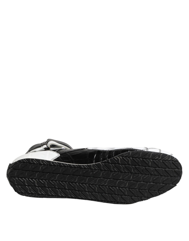 Dolce & Gabbana Black White Leather High Top Sneakers