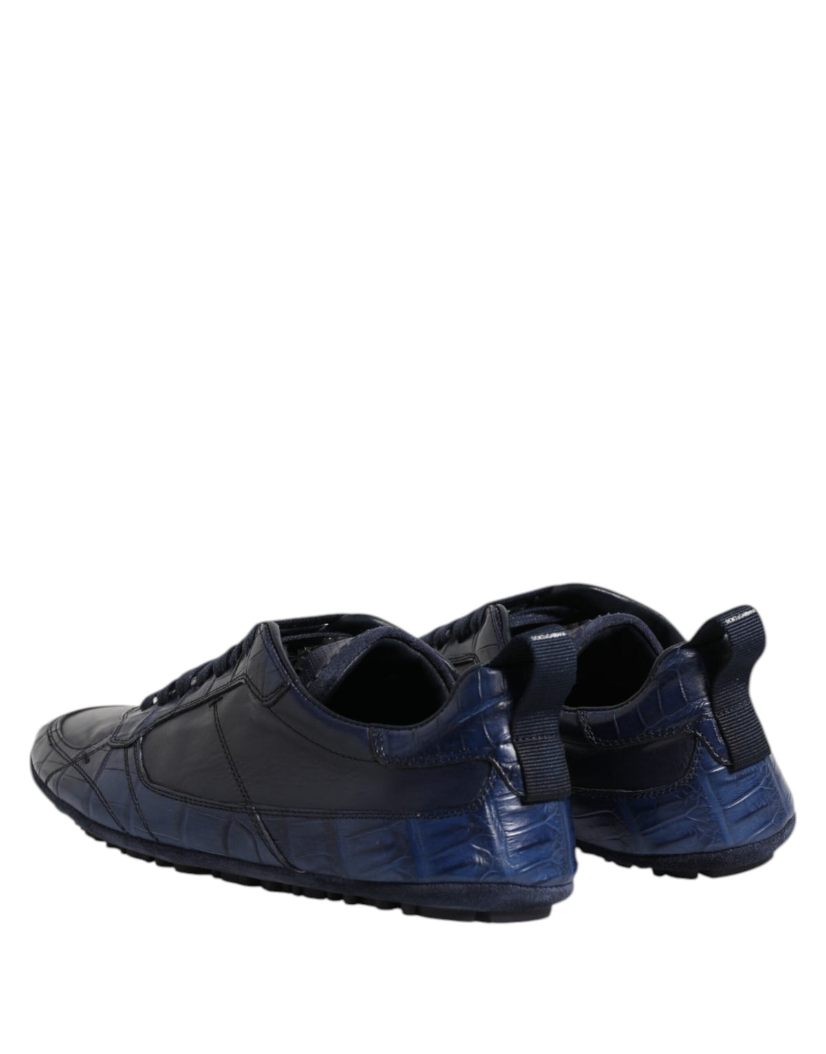 Dolce & Gabbana Dark Blue Crocodile Leather Low Top Sneakers
