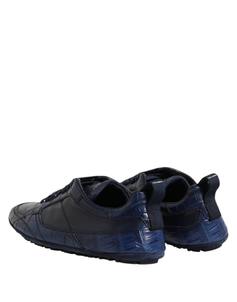 Dolce & Gabbana Dark Blue Crocodile Leather Low Top Sneakers