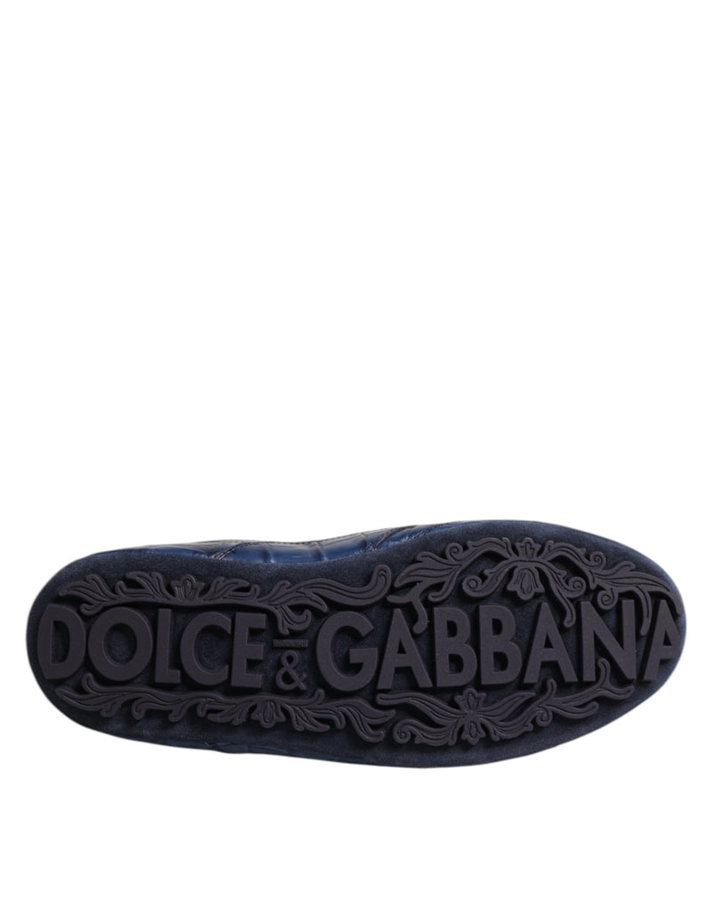 Dolce & Gabbana Dark Blue Crocodile Leather Low Top Sneakers