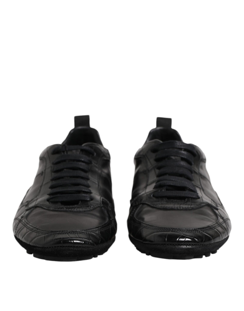 Dolce & Gabbana Black Exotic Leather Low Top Sneakers