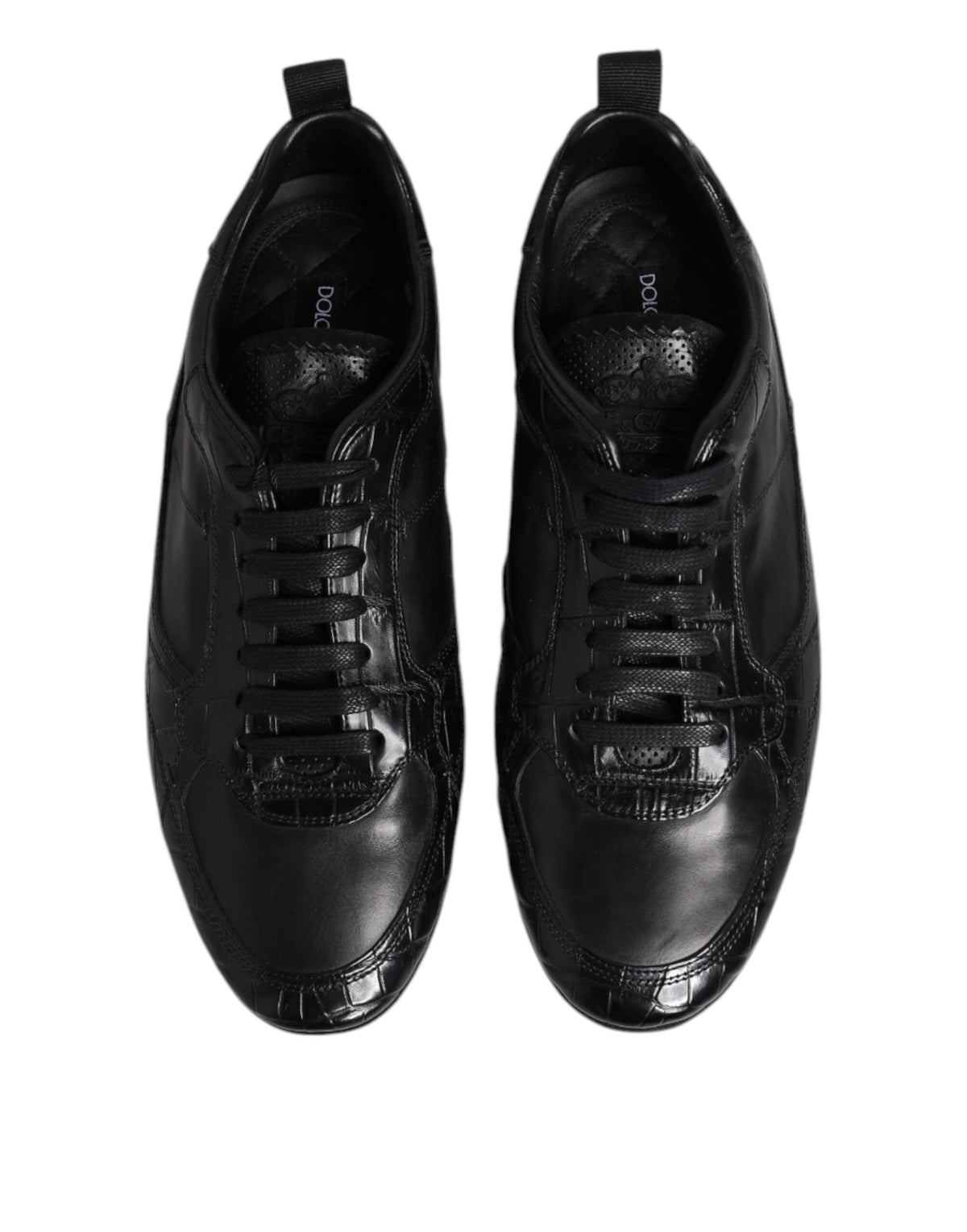 Dolce & Gabbana Black Exotic Leather Low Top Sneakers