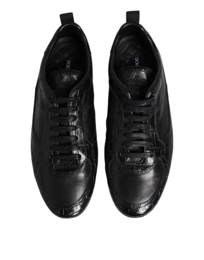 Dolce & Gabbana zwarte sneakers van exotisch leer, lage model.