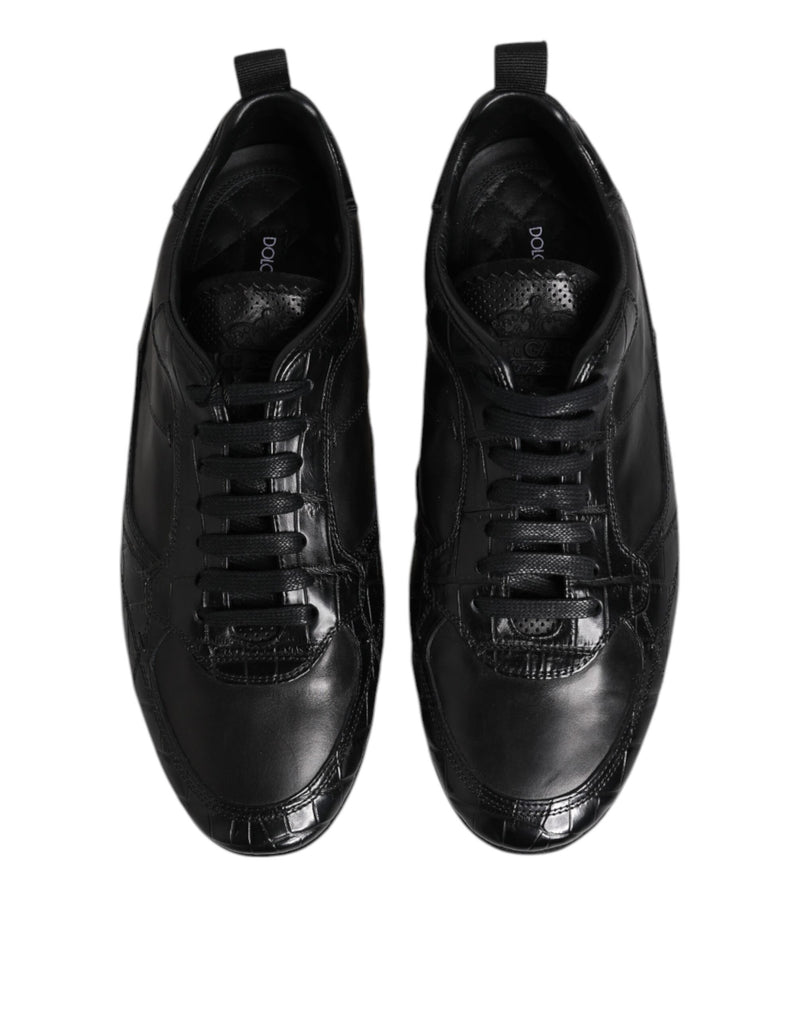 Dolce & Gabbana Black Exotic Leather Low Top Sneakers