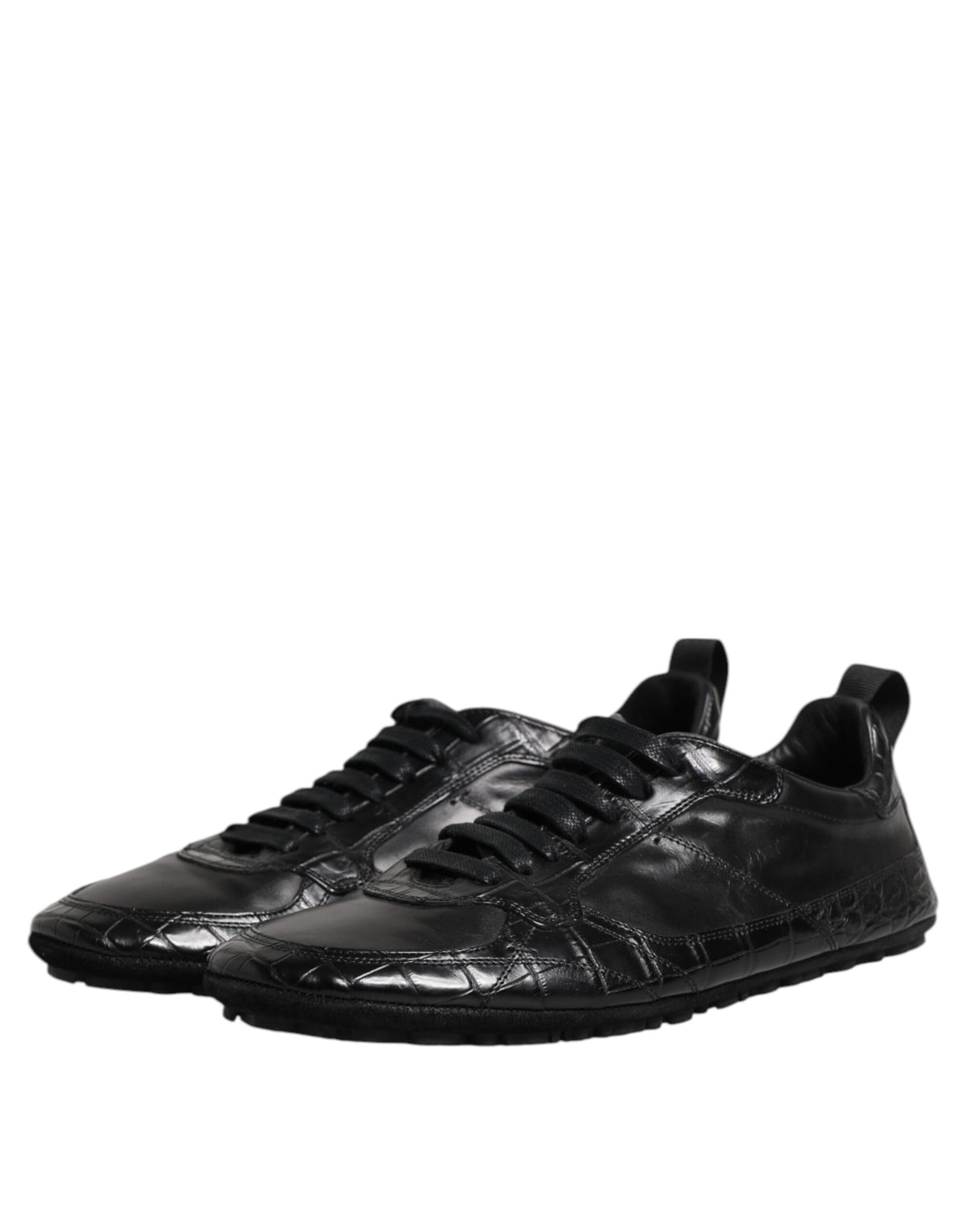 Dolce & Gabbana Black Exotic Leather Low Top Sneakers