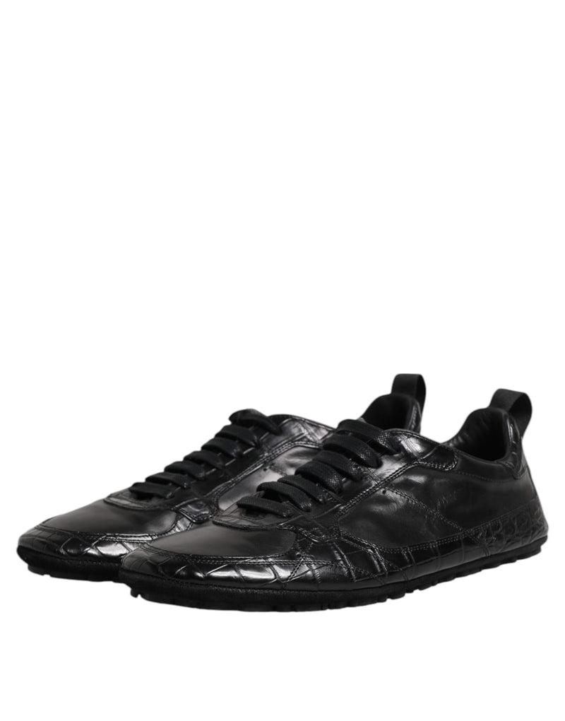 Dolce & Gabbana Black Exotic Leather Low Top Sneakers