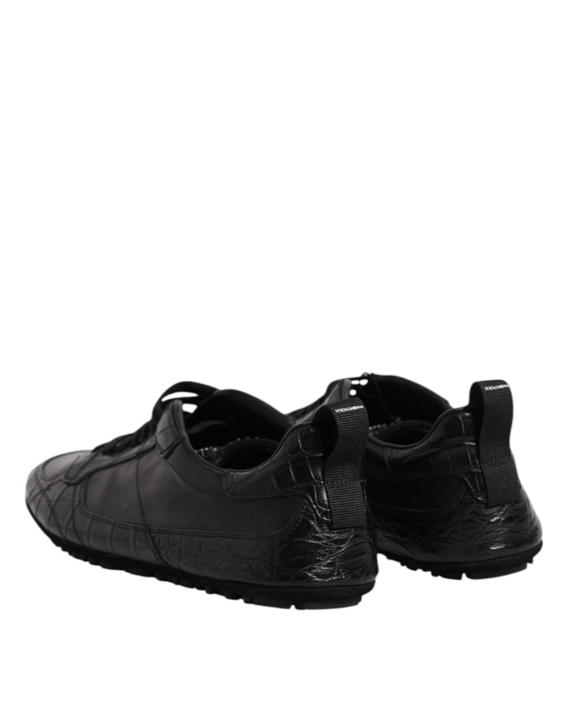 Dolce & Gabbana Black Exotic Leather Low Top Sneakers