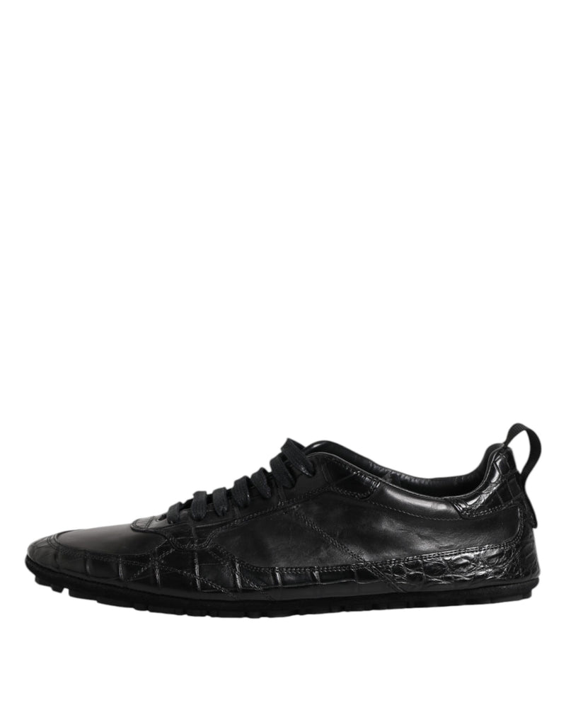 Dolce & Gabbana Black Exotic Leather Low Top Sneakers