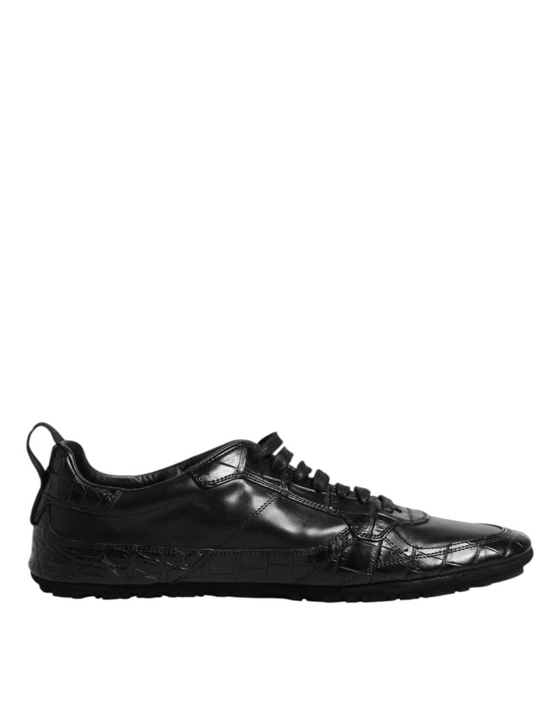 Dolce & Gabbana Black Exotic Leather Low Top Sneakers