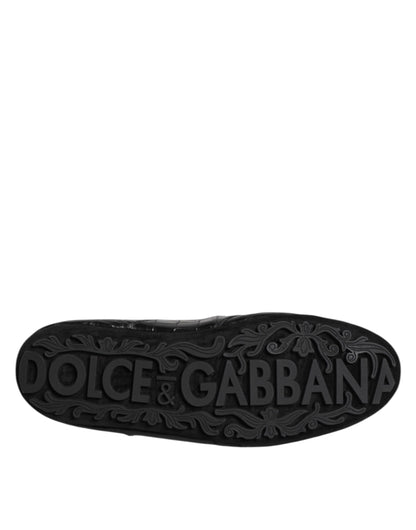 Dolce & Gabbana zwarte sneakers van exotisch leer, lage model.