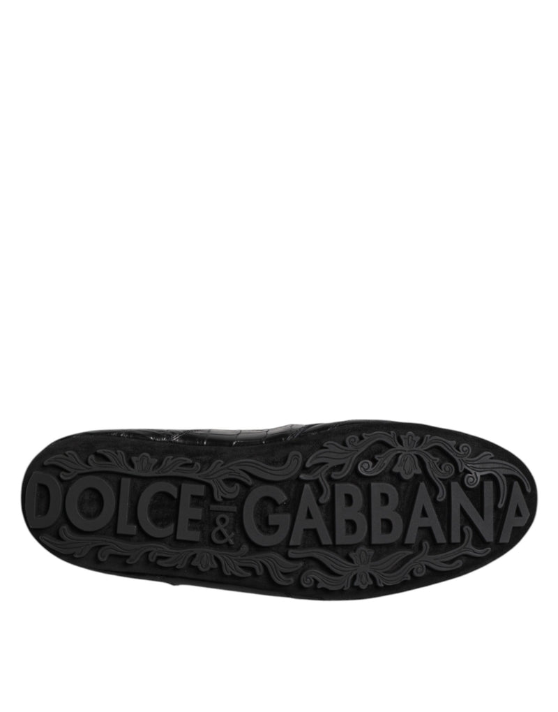 Dolce & Gabbana Black Exotic Leather Low Top Sneakers