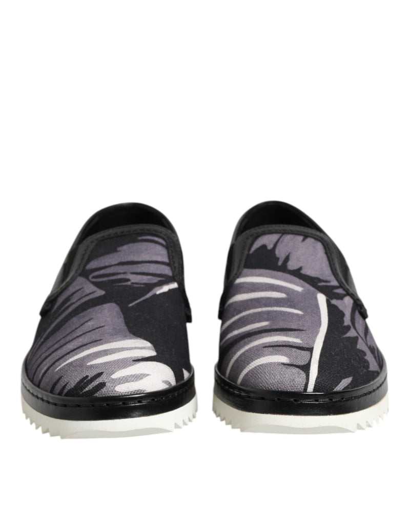 Dolce & Gabbana Black Tropical Slip On Men Sneakers